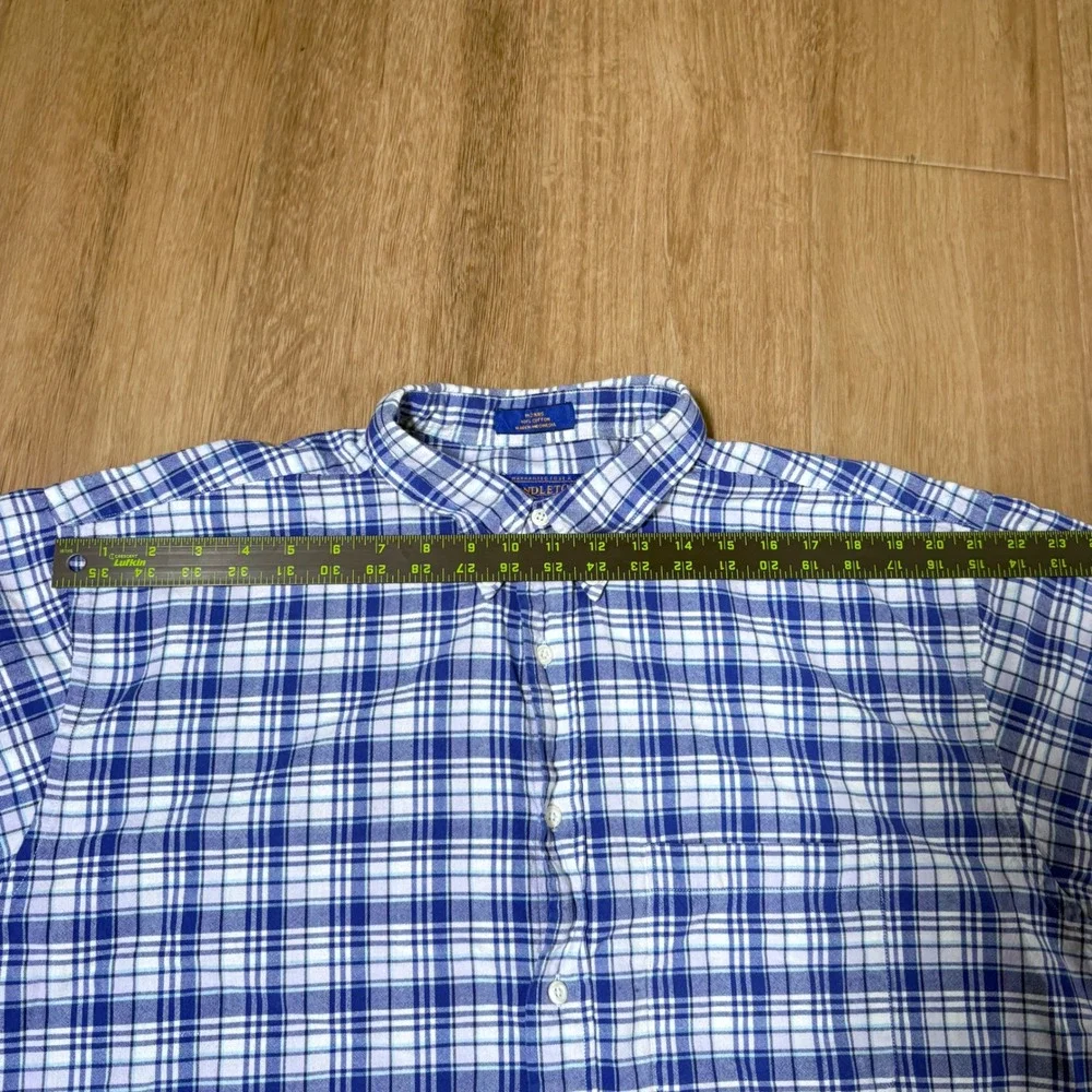 Pendleton Mens XL Short Sleeve Plaid Button Down Shirt Blue White 100% Cotton - Picture 6 of 7